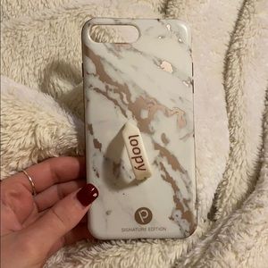 Iphone 8 Plus pink marble Loopy case